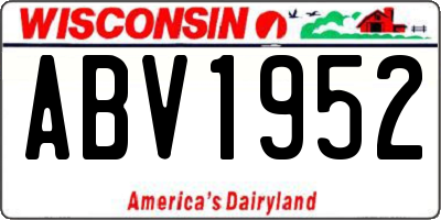 WI license plate ABV1952