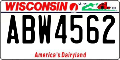 WI license plate ABW4562