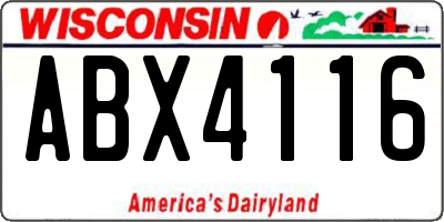 WI license plate ABX4116