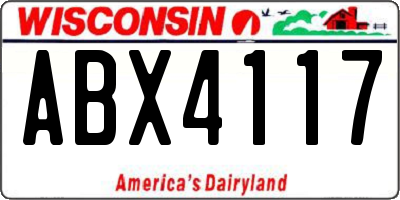 WI license plate ABX4117