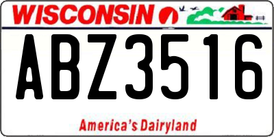 WI license plate ABZ3516