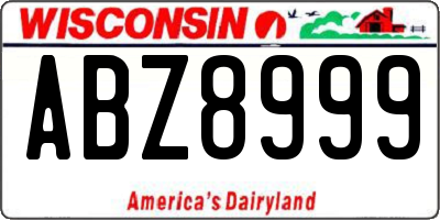WI license plate ABZ8999