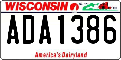 WI license plate ADA1386
