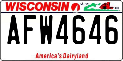 WI license plate AFW4646