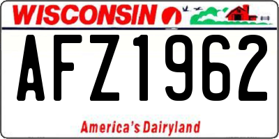 WI license plate AFZ1962
