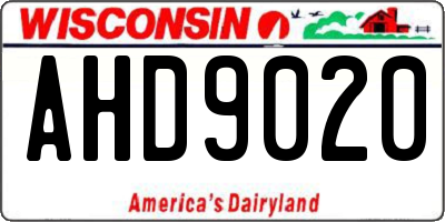 WI license plate AHD9020