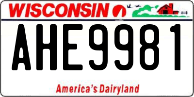 WI license plate AHE9981