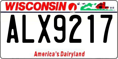 WI license plate ALX9217