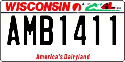 WI license plate AMB1411