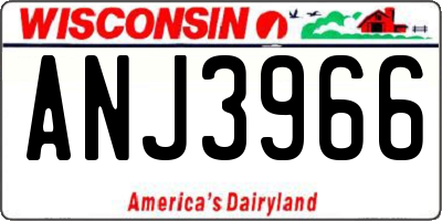 WI license plate ANJ3966