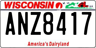 WI license plate ANZ8417