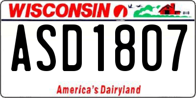 WI license plate ASD1807