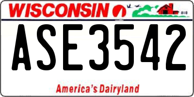 WI license plate ASE3542