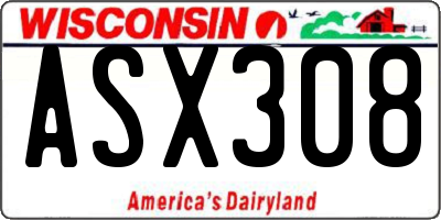 WI license plate ASX308