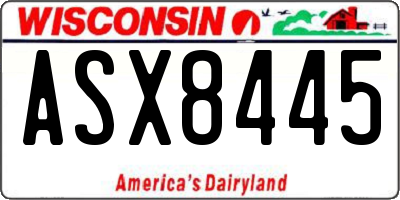 WI license plate ASX8445