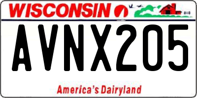 WI license plate AVNX205