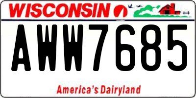 WI license plate AWW7685