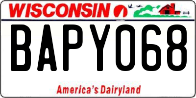 WI license plate BAPY068