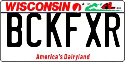 WI license plate BCKFXR