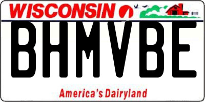 WI license plate BHMVBE