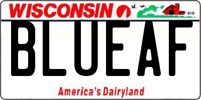 WI license plate BLUEAF