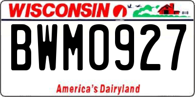 WI license plate BWM0927