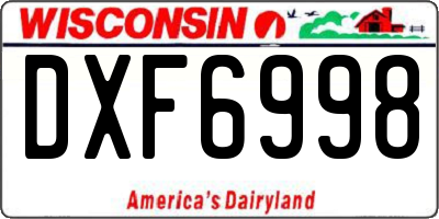 WI license plate DXF6998