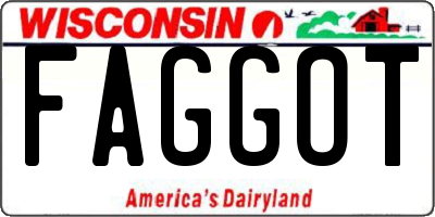 WI license plate FAGGOT