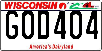 WI license plate G0D404