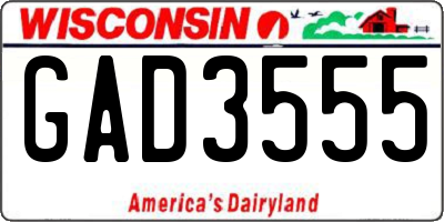 WI license plate GAD3555