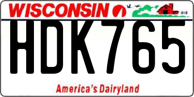 WI license plate HDK765