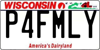 WI license plate P4FMLY