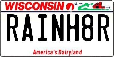 WI license plate RAINH8R