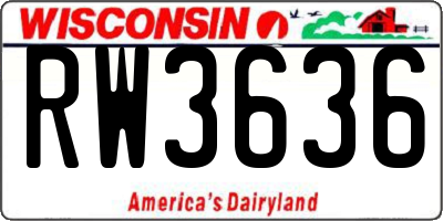 WI license plate RW3636