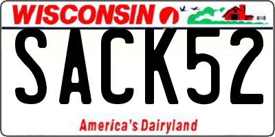 WI license plate SACK52
