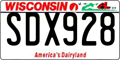 WI license plate SDX928