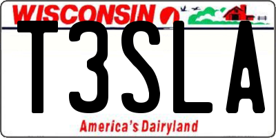 WI license plate T3SLA