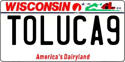 WI license plate TOLUCA9