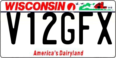 WI license plate V12GFX