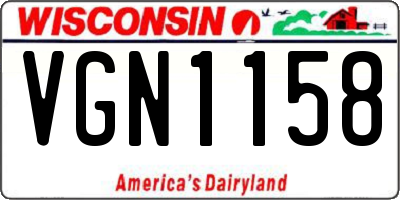 WI license plate VGN1158