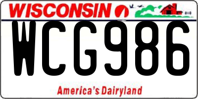 WI license plate WCG986