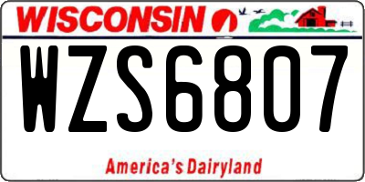 WI license plate WZS6807