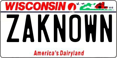 WI license plate ZAKNOWN