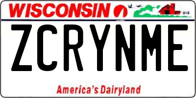 WI license plate ZCRYNME