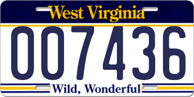 WV license plate 007436