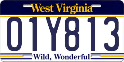 WV license plate 01Y813