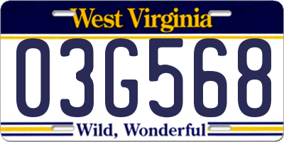 WV license plate 03G568