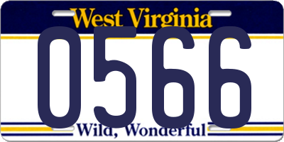 WV license plate 0566