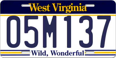 WV license plate 05M137