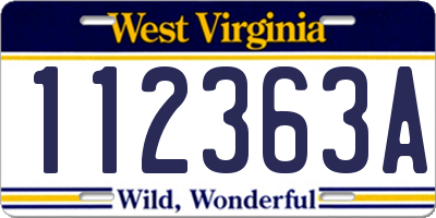 WV license plate 112363A